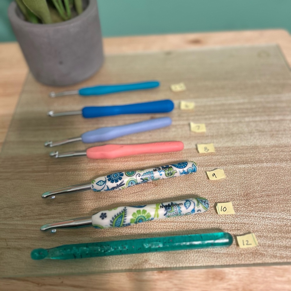 Source Unknown Colorful Crochet Hooks Set